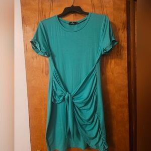 Teal Short Sleeve Wrap Dress